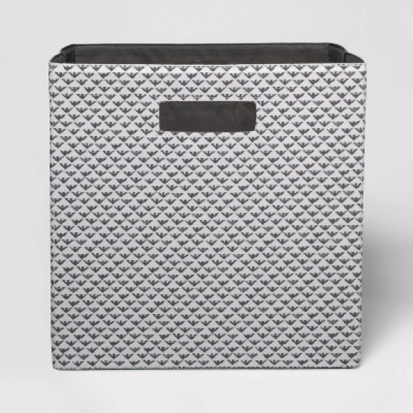 NEW Threshold/Brightroom 13" x 13" Fabric Cube Bin Fiaro Gray/White Print - Picture 1 of 3